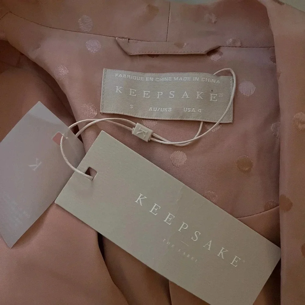 New Keepsake the Label Promise Peach Polka Dot Double Breasted Blazer NWT